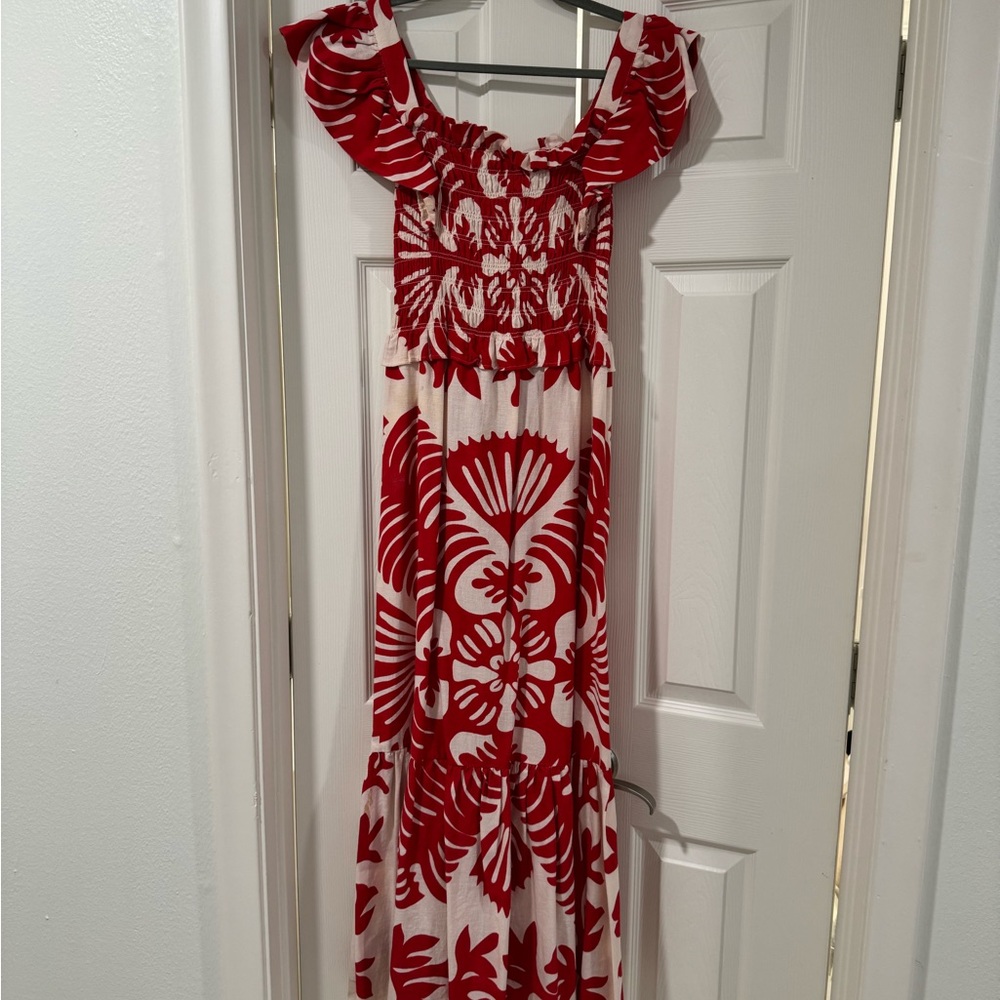Sea New York Red and White Midi Dress